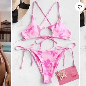 ZAFUL Pink Tie-Dye Bikini